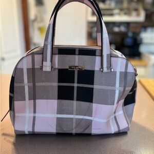 Kate Spade Newbury Lane Felix Plaid Satchel in Pink and Black